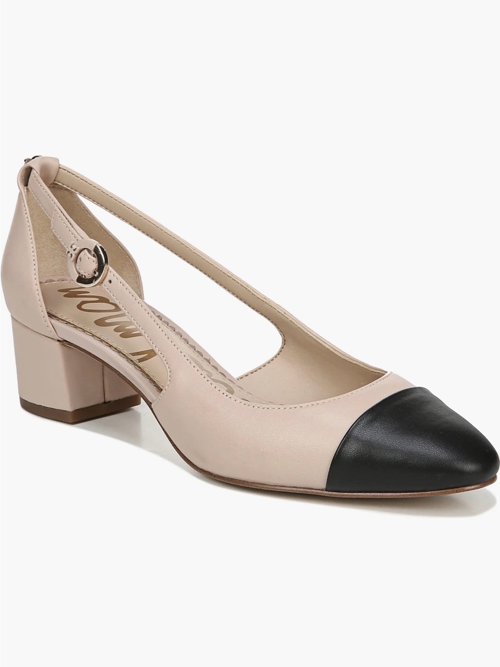 Sam Edelman Women’s Nude and Black Two-Tone Slingback Block Leah Pump Heel